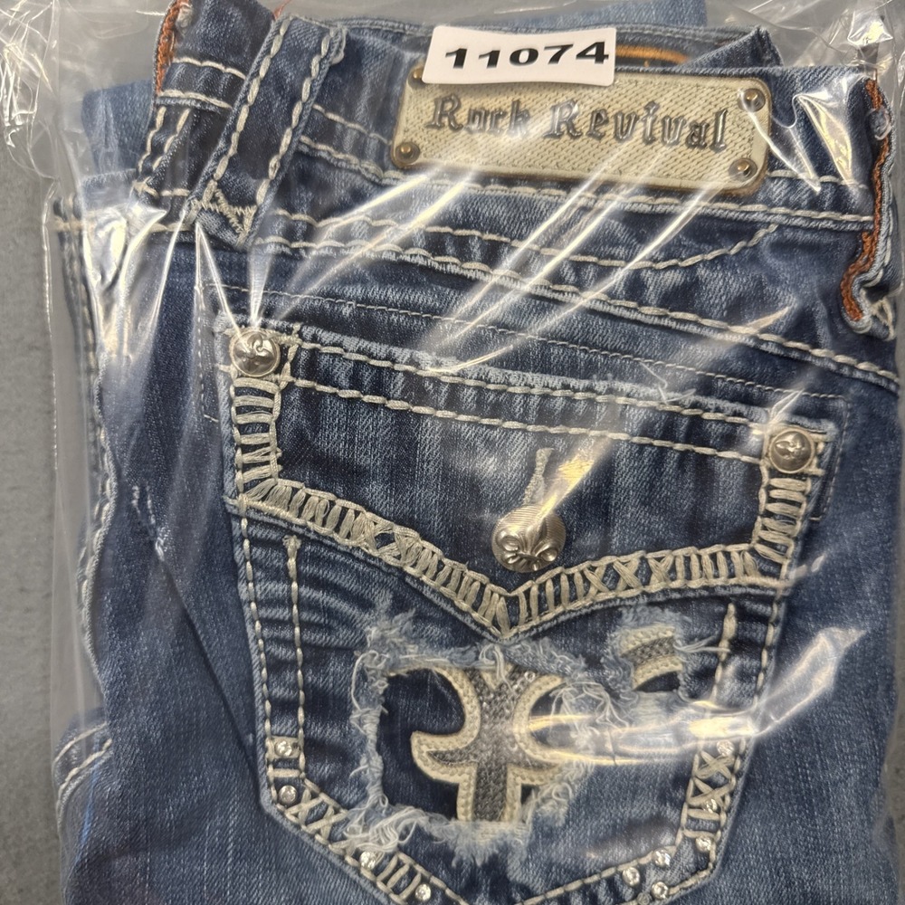 Rock Revival Gloria Boot Jeans Women's 29 Fleur rhinestone distressed - Picture 10 of 10